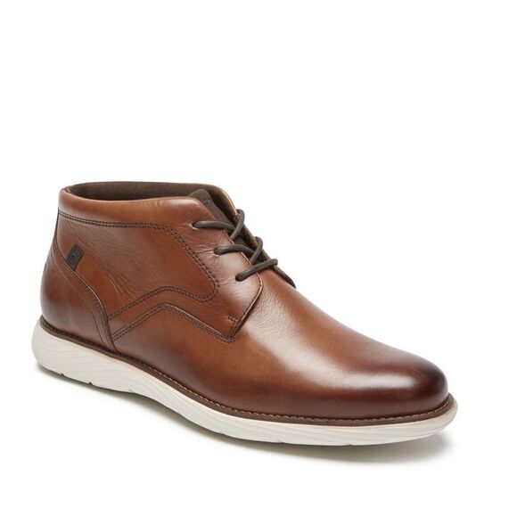 New! ROCKPORT Garett Men's Leather Chukka Lace-up Boots Shoes Tan Size 12 NWOB - Picture 1 of 11